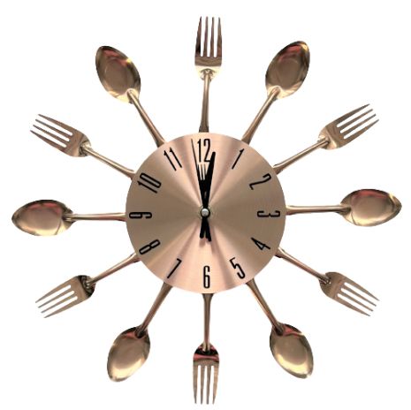 Настінний годинник на кухню "Ложки-вилки" столові прилади (32 cм) металеві ЛВ-Мет-S Timelike™ золотисті
