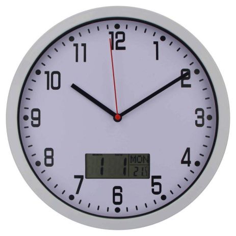 Настінний годинник Timelike™ (25 см) з термометром і датою M-02-W білий