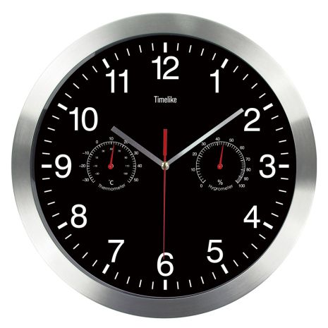 Часы настенные Timelike™ (30 см) с термометром и гигрометром металлические