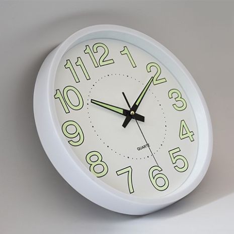 Фосфорний настінний годинник Світиться Круглий (30 см) Timelike™ Ph-01-W білий