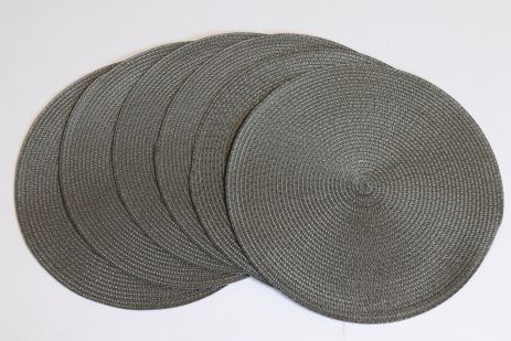 Сервировочные коврики круглые ( набор 6 шт одного цвета) Темно-серый