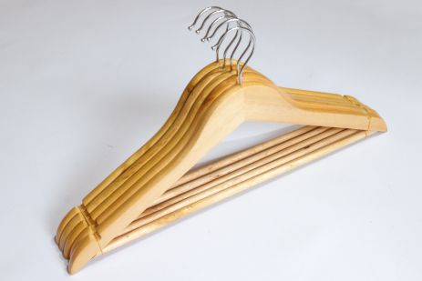 Набір плічок для одягу дерев'яних 5 шт 45 см натуральні