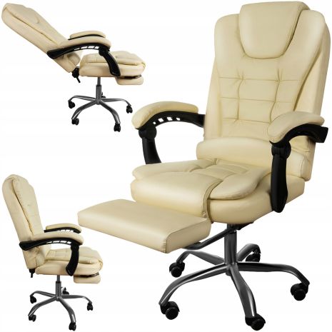 Офісне крісло з підставкою для ніг Malatec (кремове)