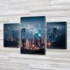 Модульная триптих картина Город ночью, на ПВХ ткани, 45х70 см, (30x20-2/45x25) 120, 80, Холст нат.