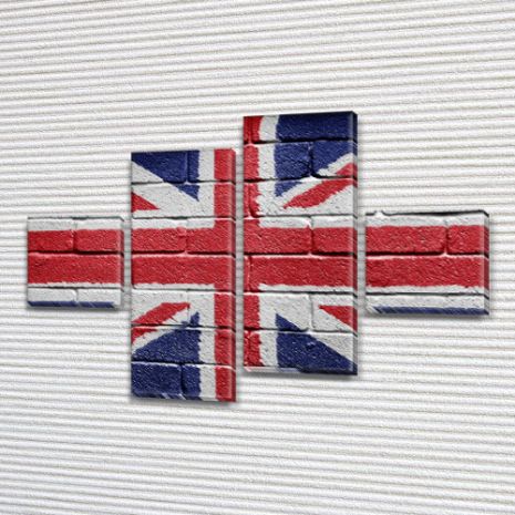 Модульна картина Британський прапор на Полотні син., 50x80 см, (18x18-2/45х18-2)