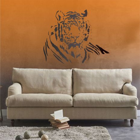 Трафарет для фарбування малюнка на стіні Тигр одноразовий із самоклеючої плівки у трьох розмірах 130 х 160 см