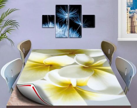 Покрытие для стола, мягкое стекло с фотопринтом, Цветы 100 х 100 см (1,2 мм)