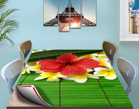 Покрытие для стола, мягкое стекло с фотопринтом, Цветы 60 х 100 см (1,2 мм)