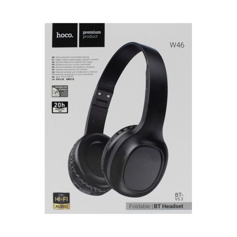 Бездротові навушники повнорозмірні Hoco W46 |BT5.3/AUX, 20h, Type-C| чорні