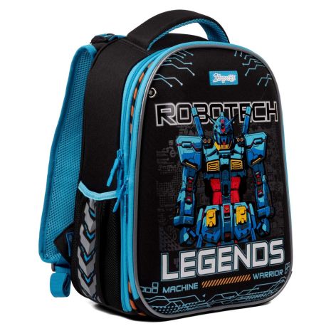 Шкільний рюкзак 1 вересня каркасний, два відділення, бічні кишені, розмір 39,5*29*14см, сірий Robotech Legends