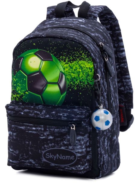 Рюкзак дошкільний для мальчика1105, 1відділення, брелок-м'яч WinnerOne/SkyName раз. 20*10*30 см чорно-сірий