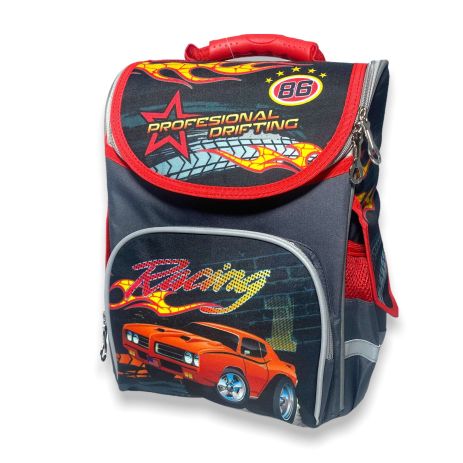 Шкільний ранець, рюкзак для хлопчика 1-4 клас 988981 світловідбивачі розміри: 35*25*13см, чорно-червоний