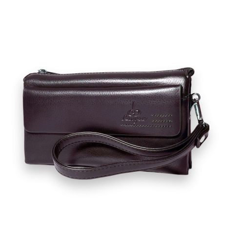 Чоловічий гаманець клатч Langsa три відділи додатковий ремінь в комплекті розмір: 20*12*5 см коричневий