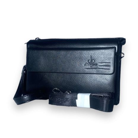 Чоловічий гаманець клатч Langsa три відділи додатковий ремінь в комплекті розмір: 22*15*5 см чорний
