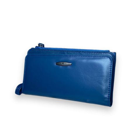 Жіночий гаманець Kochi натуральна шкіра 4 відділи для купюр 22 осередки для карт розмір: 19*10*2 см світло-синій