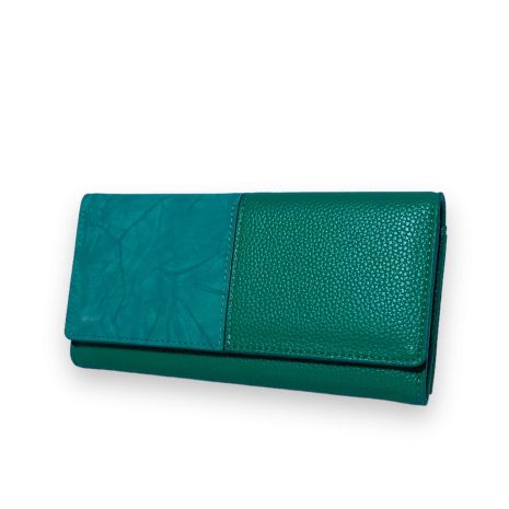 Жіночий гаманець екошкіра 2 відділення для купюр 6 осередків для карток розмір: 19*10*3 см зелений