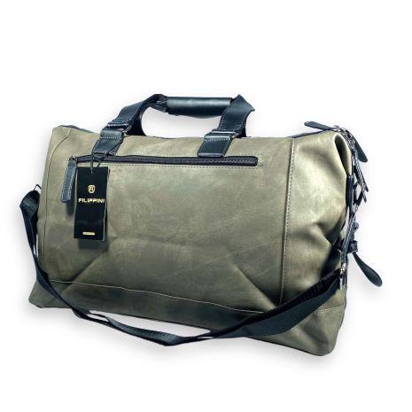 Дорожня сумка з екошкіри Filippini 2 відділи внутрішні кишені з"ємний ремінь розмір: 50*30*20 см зелена