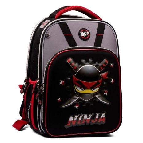 Шкільний рюкзак YES, каркасний, два відділення, фронтальна кишеня, розмір: 39*29*15см, чорно-сірий Ninja