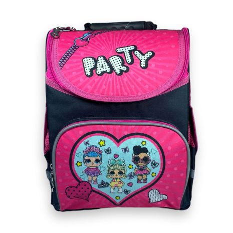 Шкільний рюкзак для дівчинки Space один відділ фронтальна кишеня бічні кишені розмір 33*28*15 чорно-рожевий