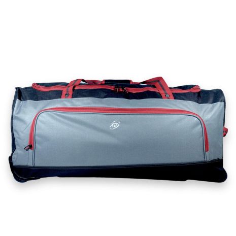 Дорожня сумка на колесах, один відділ, фронтальна кишеня, ручки, розмір: 75*35*35 см, чорний/сірий/червоний