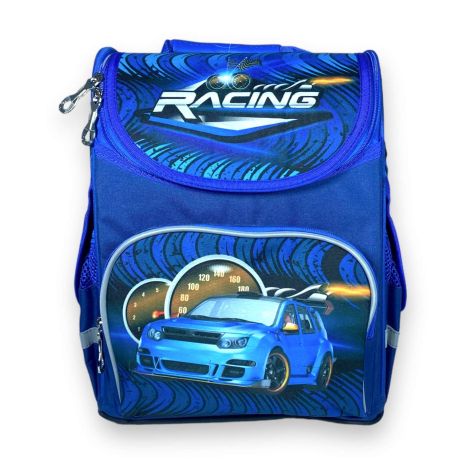 Шкільний рюкзак для хлопчика Space, ​одне відділення, бічні кишені, розмір: 33*28*15 см, синій з машиною