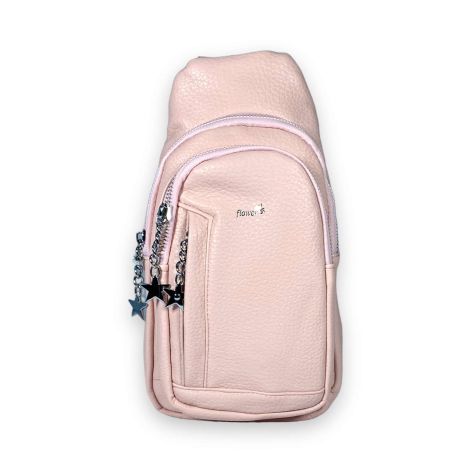 Слінг сумка жіноча через плече Flower два відділення екошкіра розміри 27*15*7см рожевий