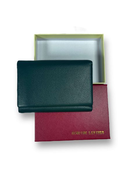 Жіночий гаманець Leather натуральна шкіра 2 відділи 5 осередків для карток розмір: 12,5*9*4 см зелений