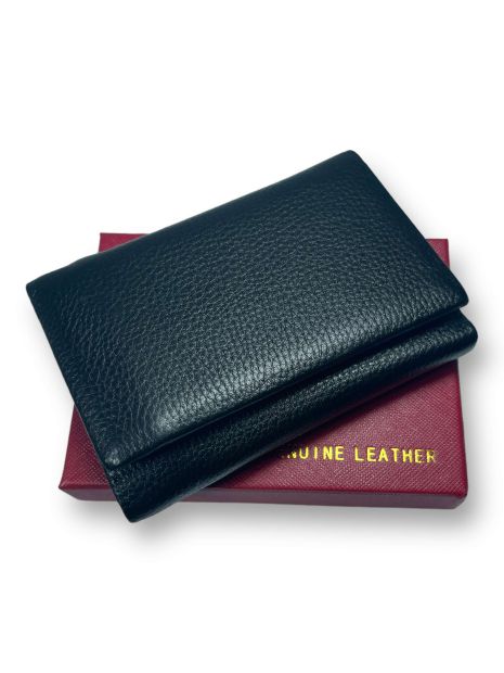 Жіночий гаманець Leather натуральна шкіра 2 відділи 5 осередків для карток розмір: 12,5*9*4 см чорний
