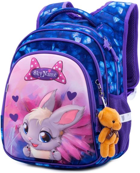 Шкільний дитячий рюкзак R2-171 для дівчинки, SkyName (Winner) 30*18*37см темно-блакитний з рожевим