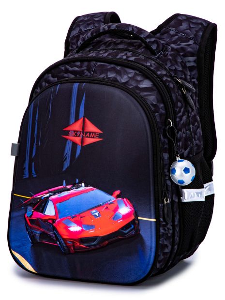 Шкільний рюкзак для хлопчика,R1-028, брелок-м'яч, три відділення SkyName (Winner) розміри:37*30*16 см,чорний