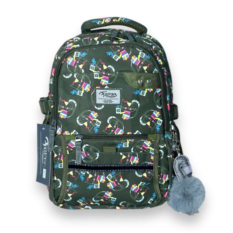 Шкільний рюкзак Favor для дівчинки, два відділення, фронтальні кишені, бічні кишені, розмір 40*27*15см, хакі