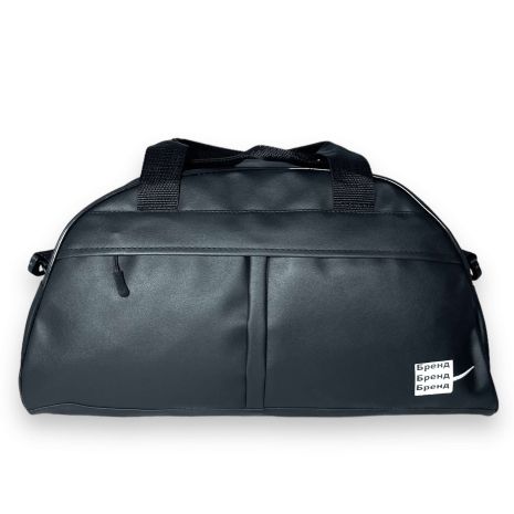 Спортивна сумка, одне відділення, фронтальна кишеня на замку, знімний ремінь, розмір 46*23*19 см, чорна принт 2