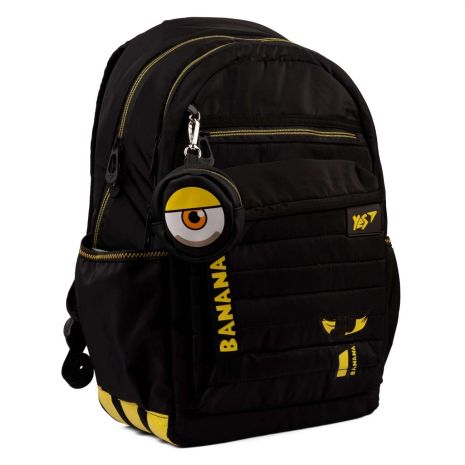 Шкільний рюкзак YES, два відділення, дві фронтальні кишені, бічні кишені, розмір: 44*29*16 см, чорний Minions