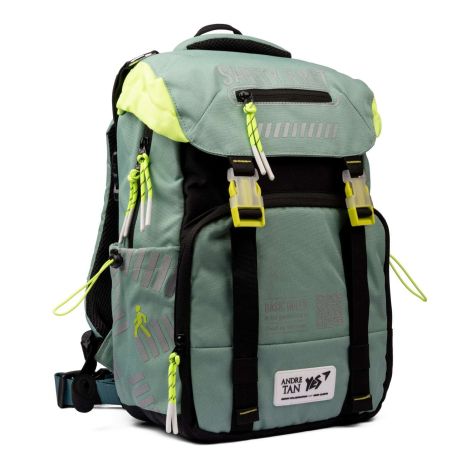 Шкільний рюкзак YES by Andre Tan, одне відділення, дві фронтальні кишені, розмір: 40*27*14 см, чорно-зелений