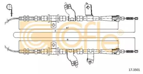 Трос ручного тормоза задний Matiz 98-05 (2825/2x1216), COFLE (173501)