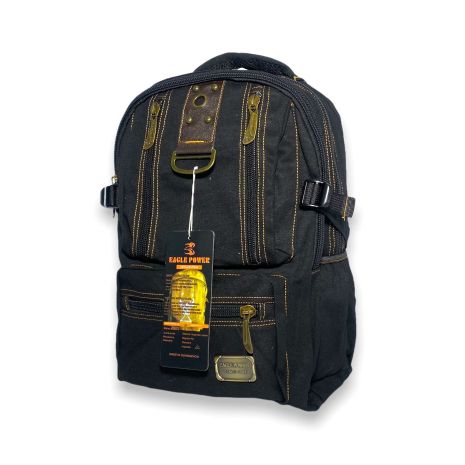 Брезентовий рюкзак,1304EP два відділи три фронтальних кишені, бокові кишені розмір 40*30*15см чорний
