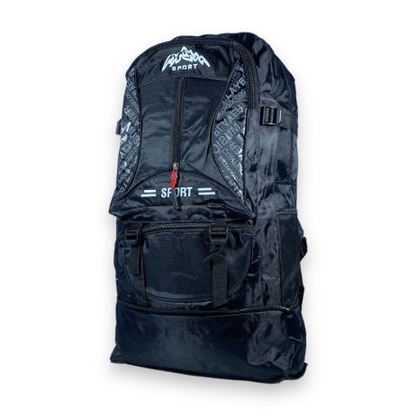 Рюкзак туристичний з розширенням, 35 л, один відділ, 3 фронтальні кишені, розмір: 50(62)*35*17 см, чорний