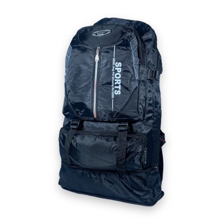 Рюкзак туристичний 35 л, з розширенням, один відділ, 3 фронтальні кишені, розмір: 50(62)*35*17 см, чорний