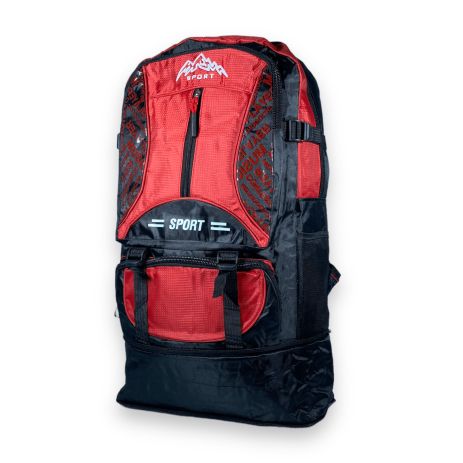 Рюкзак туристичний з розширенням, 35 л, один відділ, 3 фронтальні кишені, розмір: 50(62)*35*17 см, червоний