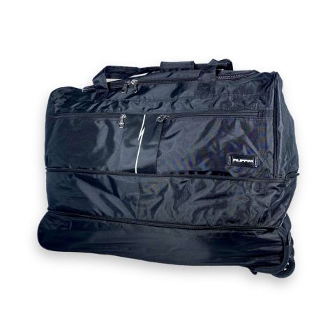 Дорожня сумка на колесах Filippini з розширенням, 1 відділ, розмір: 66*40(52)*38 см, чорна