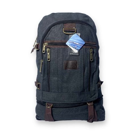 Брезентовий рюкзак, з розширенням розміру, один відділ, додаткові кишені, розмір: 45(55)*35*15 см, чорний