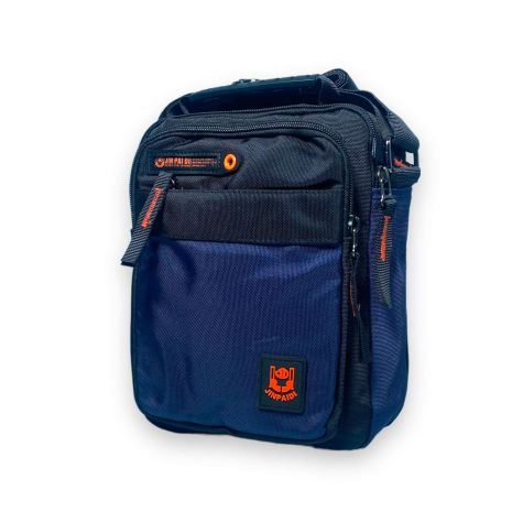 Чоловіча сумка через плече, тканинна, 2 відділи, 2 кишені на лицевій стороні, розмір: 25*20*10 см, синя