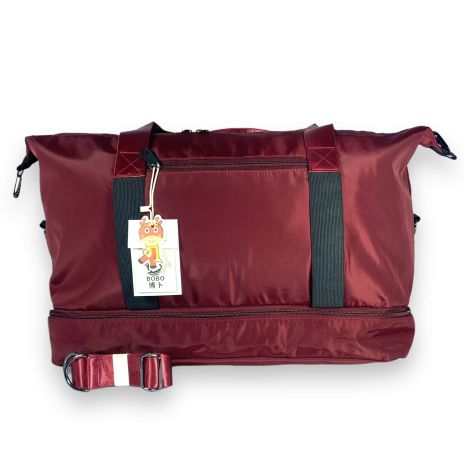 Дорожня сумка Bobo, два відділення, дві внутрішні кишені, фронтальна кишеня, розмір 47*35*25 см, бордо