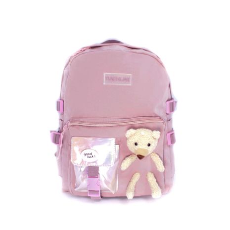 Міський рюкзак молодіжний 10510 одне відділення, 2 кишені+іграшка розмір: 42*30*12 см, рожевий