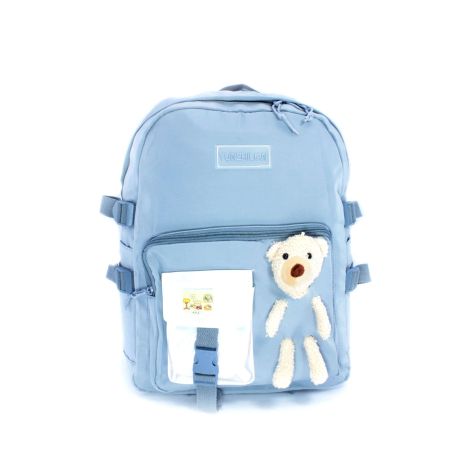 Міський рюкзак молодіжний 10510 одне відділення, 2 кишені+іграшка розмір: 42*30*12 см, сіро-голубий