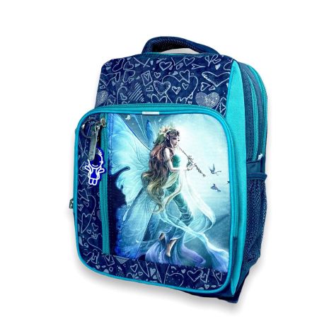 Шкільний рюкзак Bagland 1287090для дівчинки "жатка"2відділи внутрішні кишені,брелок, розм.36*25*14 синьо-сірий