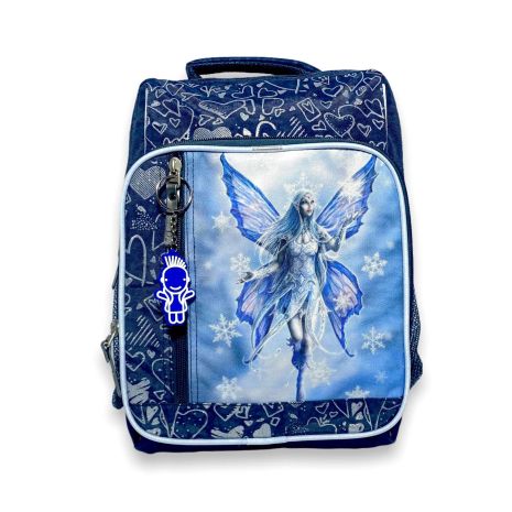 Шкільний рюкзак Bagland 128704 для дівчинки "жатка"2відділи внутрішні кишені,брелок, розм.36*25*14 синьо-сірий