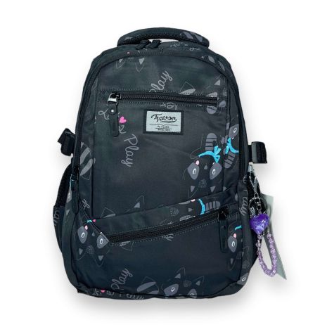 Шкільний рюкзак Favor для дівчинки, два відділення, фронтальні кишені, бічні кишені, розмір 40*27*15 см, чорний