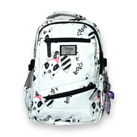 Шкільний рюкзак Favor для дівчинки, два відділення, фронтальні кишені, бічні кишені, розмір 40*27*15 см, білий