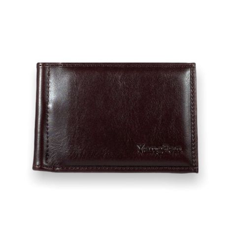 Гаманець затискач для купюр із шкірзамінника YangFan відділ для монет пластикових карток розмір:11*8*3 см коричневий